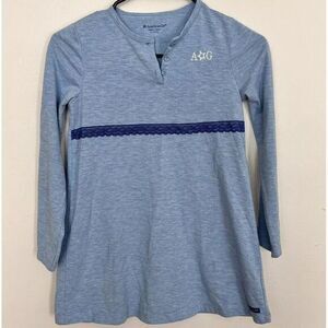 American Girl Girls Tunic Shirt Button Collar Blue Long Sleeve Medium 10-12 Lace
